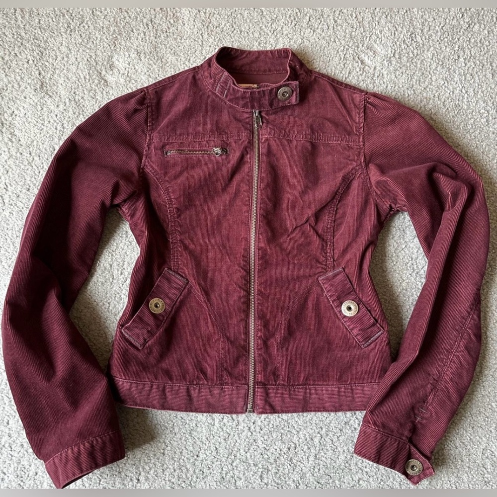 Mossimo Supply Co. Maroon Burgundy Fitted Moto Utility Jacket Vintage